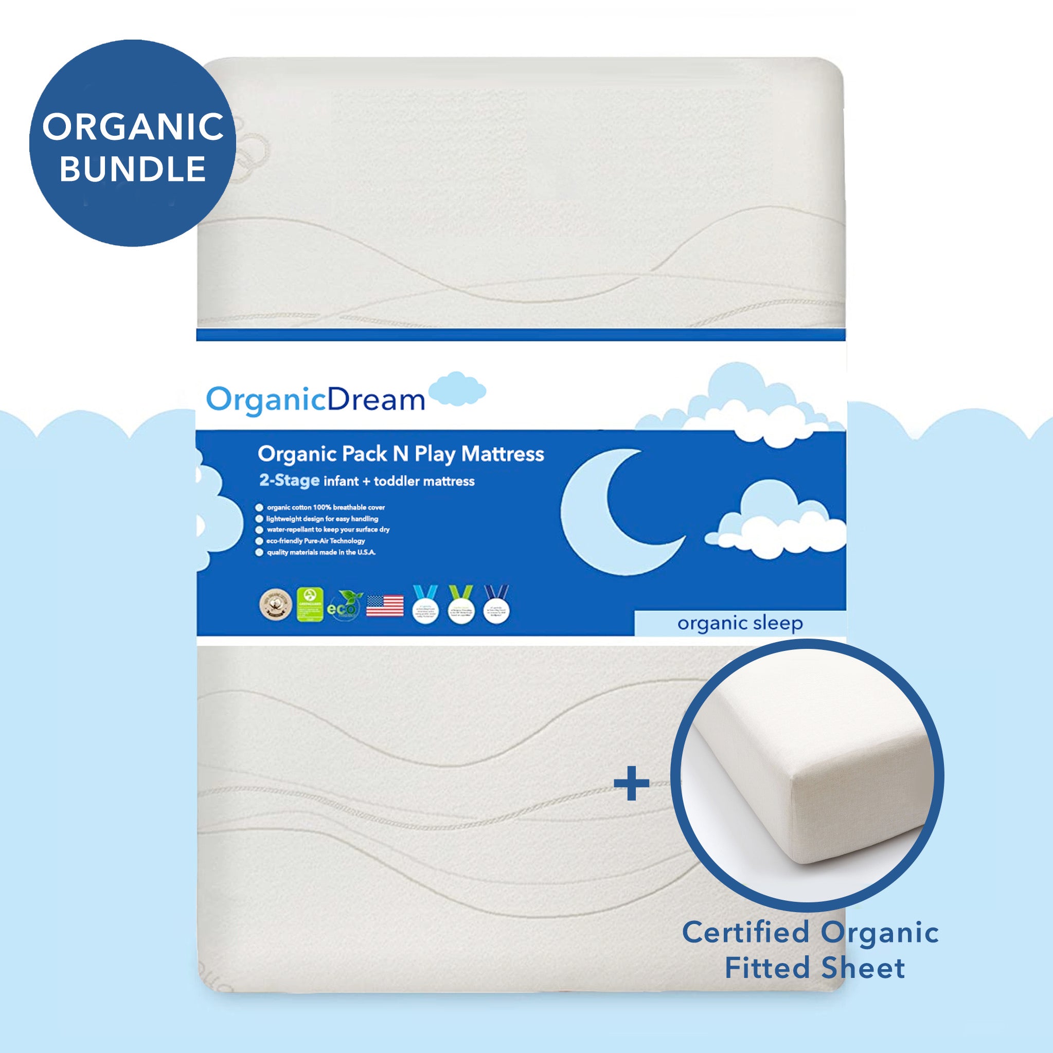 Pack Play 2 Piece Mattress Bundle Organic Dream